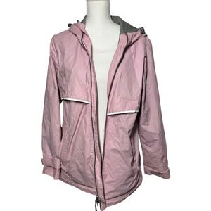 Charles River Apparel Rain Jacket Size M Pink Good Hooded Reflective Trim